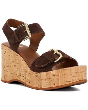 Dune Kamia Open Toe Wedge Heel Sandals - Brown