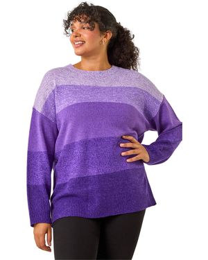 Roman Curve Ombre Stripe Knit Jumper - Purple