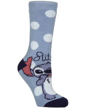 Heat Holders Ladies Thermal Lilo Stich Patterned Socks For Winter - Blue