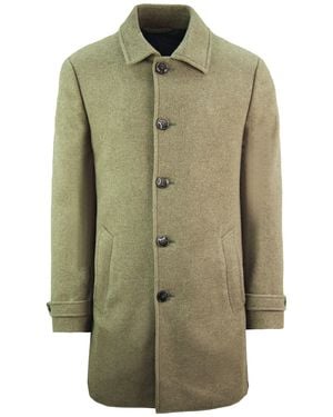 Hackett London Washed Wool Twill Coat - Green