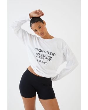 DSGN Studio Est 2020 Long Sleeve Oversized T-Shirt - White