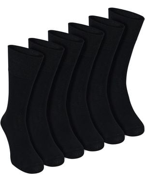 Sock Snob 6 Pack Bamboo Non Elastic Socks Soft Breathable Everyday Comfort - Black