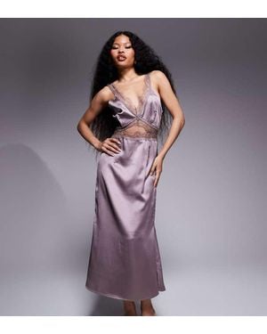 Never Fully Dressed Petite Lace Cut-Out Slip Maxi Dress - Purple