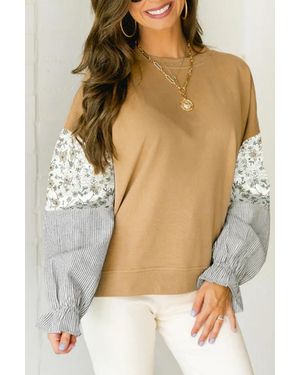 Azura Exchange Trui Met Mouwdetails - Bruin