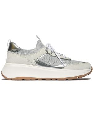 Fitflop F-Mode Suede/Knit Trainers Urban/French - White