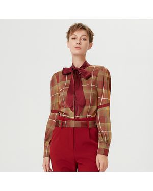 Smart & Joy Ascot Tie Tartan Shirt - Rood