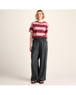 TOG24 Lucy Wide Leg Denim Look Trousers - Black