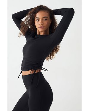 DSGN Studio Sculpt Ruched Side Long Sleeve Top - Black