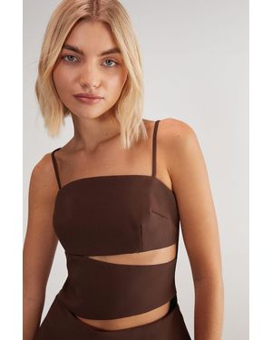 Nasty Gal Premium Tailored Cut Out Longline Top - Brown