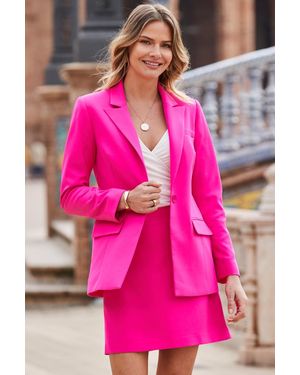Sosandar Hot Relaxed Longline Blazer - Pink