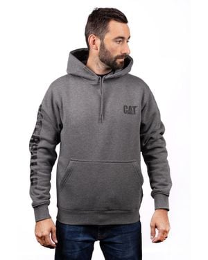 Caterpillar Trademark Banner Cotton Hooded Sweatshirt - Grey