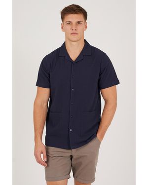 Brave Soul Revere Collar Patch Pocket Short Sleeve Shirt - Blue
