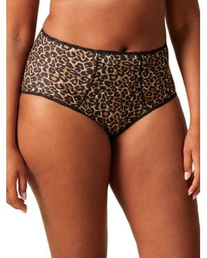 Gossard Glossies Leopard Deep Brief - Green