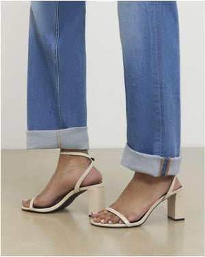 River Island Sandals Cream Block Heeled Open Toe - Blue