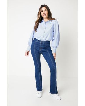 Wallis Seam Detail Flare Jean - Blue