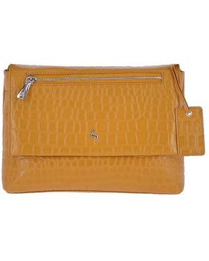 Ashwood Leather 'Siane' Croc Print Real Crossbody Bag - Orange