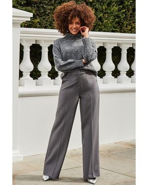 Sosandar Dark Relaxed Fit Wide Leg Trousers - Grey
