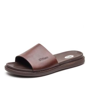 Base London Albany Leather Slides - Brown