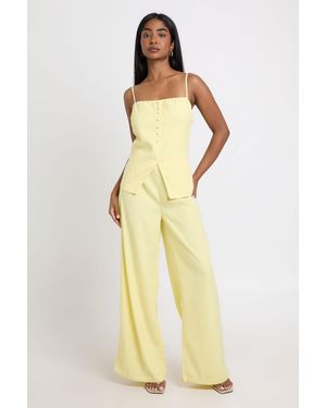 Boohoo Bandeau Tailored Wide Leg Jumpsuit - Yellow