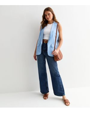 Gini London Tailored Longline Waistcoat - Blue