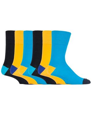 Gentle Grip 6 Pairs Non Elastic Socks - Blue