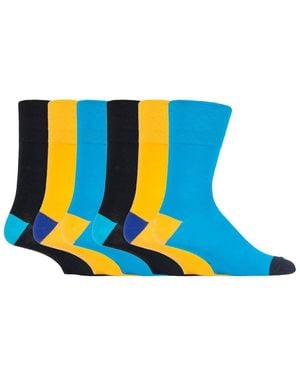 Gentle Grip 6 Pairs Non Elastic Socks - Blue