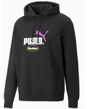 PUMA X Butter Goods Long Sleeve Pullover Graphic Logo Hoodie 532438 01 Cotton - Black