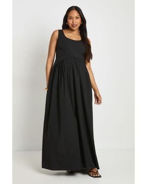 Boohoo Maternity Cotton Poplin Pleated Maxi Dress - Black