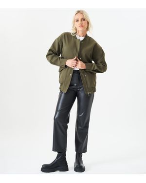 Gini London Zip Up Oversized Bomber Jacket - Green