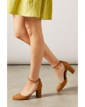 Good for the Sole Florinda Faux Leather Almond Toe High Block Heel Court Shoes - Black