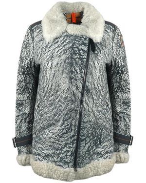 Parajumpers Haven Shearling Nine Iron Leather Jacket - Grey