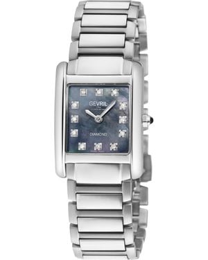 Gevril Regina Swiss Diamond Watch, Mop Dial, 316L Ss Case, Stainless Steel Bracelet - Black