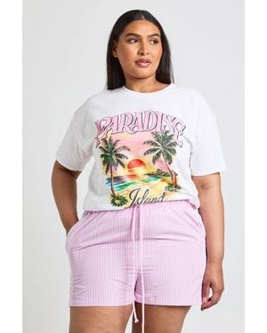 Boohoo Plus Contrast Drawstring Waist Short - Pink