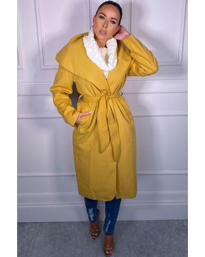 Femme Luxe Waterfall Duster Belted Long Coat - Blue