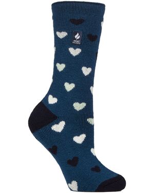 Heat Holders Ladies Thermal Lite Patterned Socks For Winter - Blue