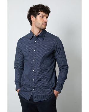 MAINE Mini Print Long Sleeve Shirt Cotton - Blue