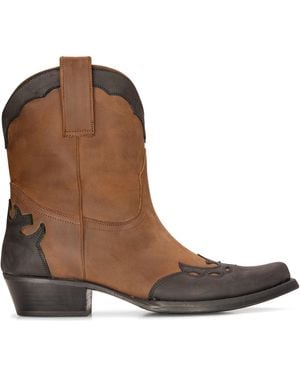 Infinity Leather Western Boots Cuban Cowboy Winklepickers Classic Pointed - Brown