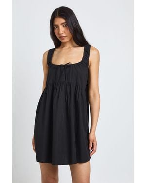 Boohoo Tall Tie Front Detail Mini Smock Dress - Black