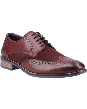 Hush Puppies Dustin Leather/Suede Burgundy Brogues Shoes - Red
