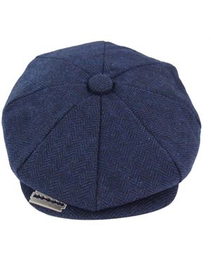 Infinity Leather Peaky Blinders Tweed Hat With Razor Blade - Blue