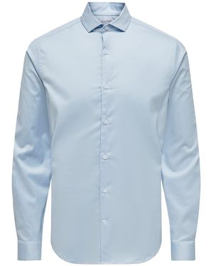ONLY Regular Fit Long Sleeve Point Collar Shirt - Blue