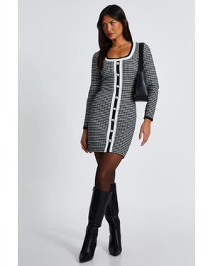 Quiz Boucle Knitjumper Dress - Black