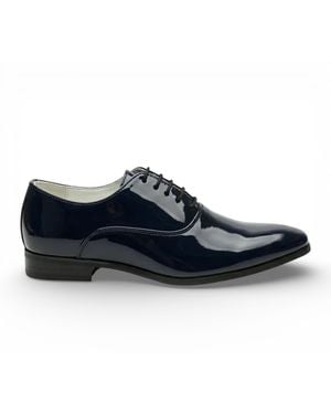 Infinity Leather Formal Patent Pu Oxford Dress Brogue Shoes Faux Leather - Blue