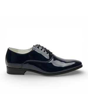 Infinity Leather Formal Patent Pu Oxford Dress Brogue Shoes Faux Leather - Blue