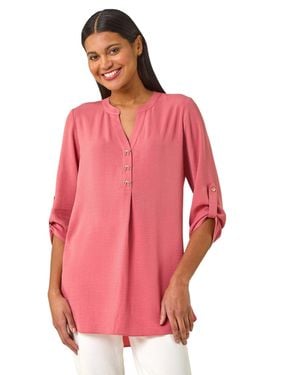Roman Longline Bow Button Top - Pink
