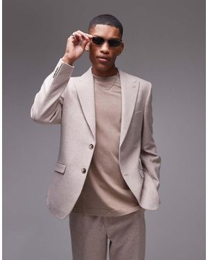 TOPMAN Premium Slim Wool Mix Suit Jacket - Brown