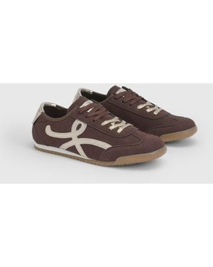 Oasis Patrick Faux Suede Lace Up Trainers - Brown