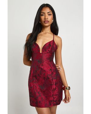 Boohoo Jacquard Satin Structured Mini Dress