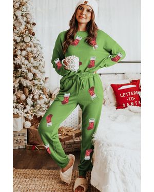 Azura Exchange Kerstkous Loungewear Set - Groen