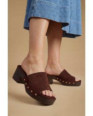 Oasis Henrie Faux Suede High Heeled Mule Sandals - Black
